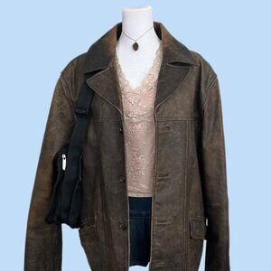 vintage BKE distressed downtown indie skate grunge leather jacket